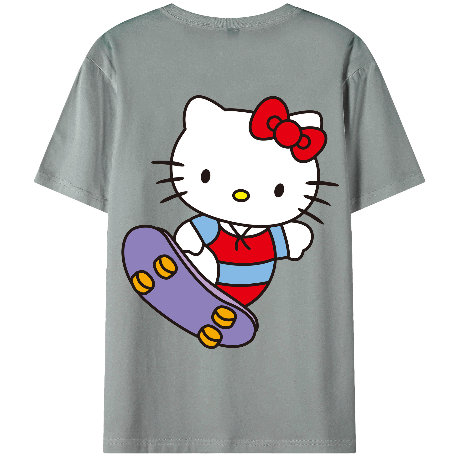 （画像用） Hello Kitty ハローキティ 綿100％ メンズ半袖Tシャツ（バックプリント） 通気性